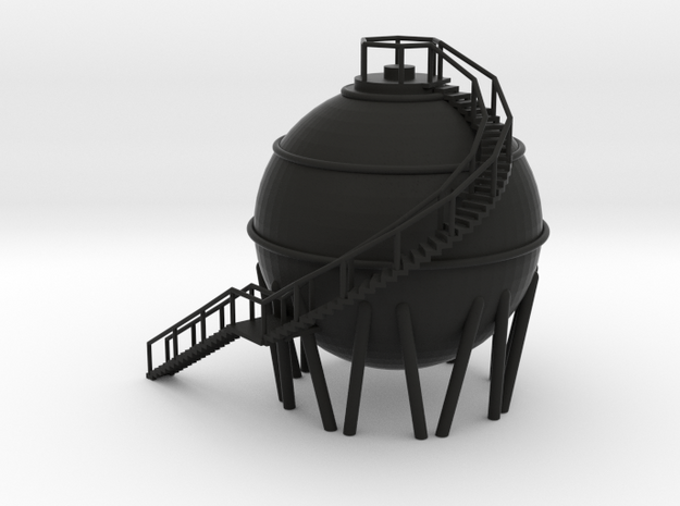 Chemical Spherical Storage Tank - N 160:1 Scale in Black Natural Versatile Plastic