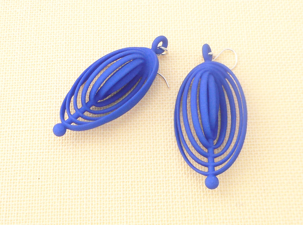 Ovals - Earrings in Nylon Plastic in Blue Processed Versatile Plastic