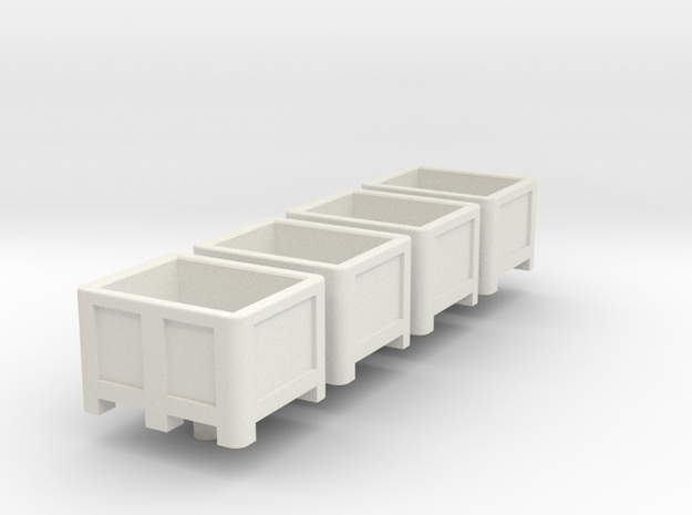HO Scale Palletbox 4pc in White Natural Versatile Plastic