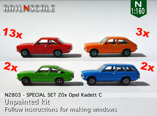 SPECIAL SET 20x Opel Kadett C (N 1:160) in Tan Fine Detail Plastic