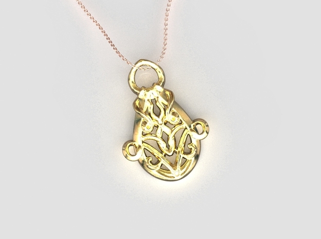 Nouveau Pendant in 18k Gold Plated Brass