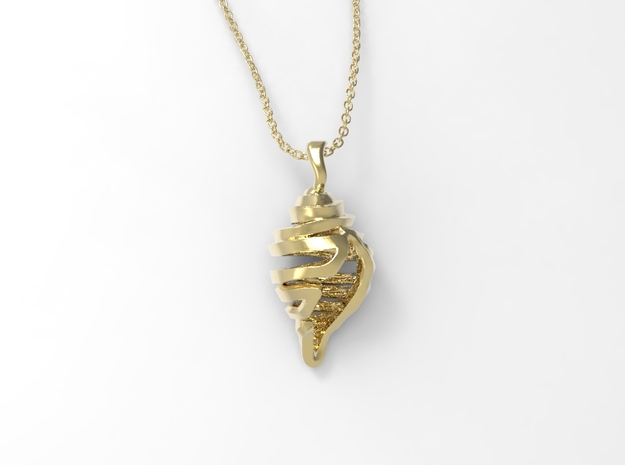 Shell Pendant in Polished Brass