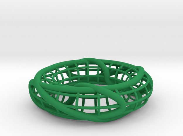 Two Linked Trefoils on a Torus in Green Processed Versatile Plastic