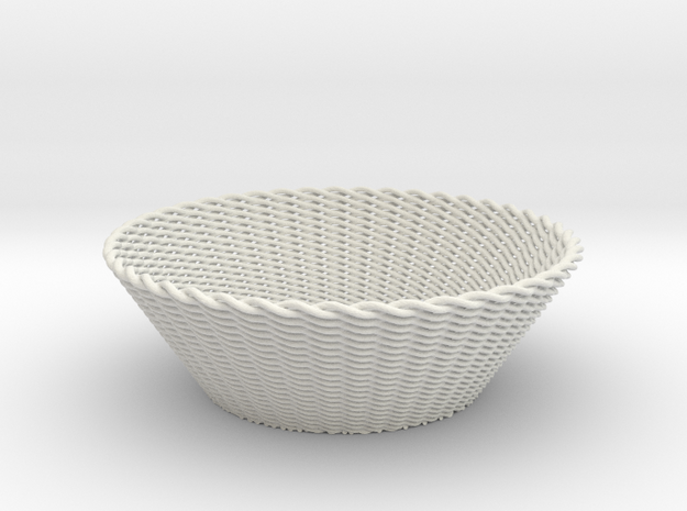 Basket in White Natural Versatile Plastic