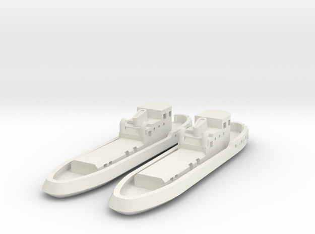 005H Tug Boat Pair 600 WSF in White Natural Versatile Plastic