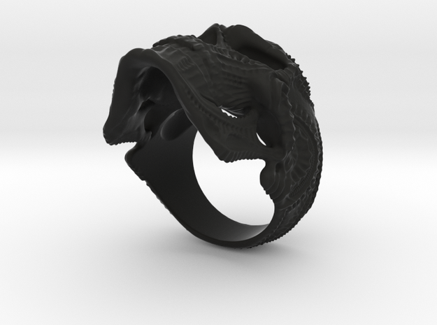 Skulls ring - GR2 in Black Natural Versatile Plastic