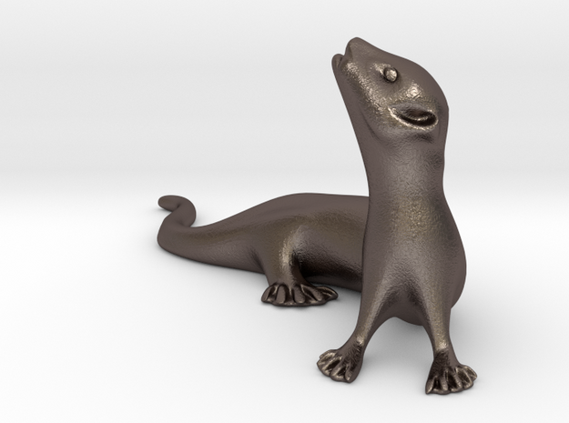 the nosy otter in Polished Bronzed Silver Steel