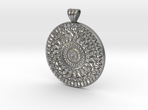 Filigree Mandala with scalloped bail in Natural Silver