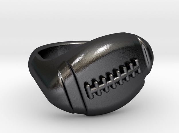 Football Ring in Polished and Bronzed Black Steel: 9.25 / 59.625