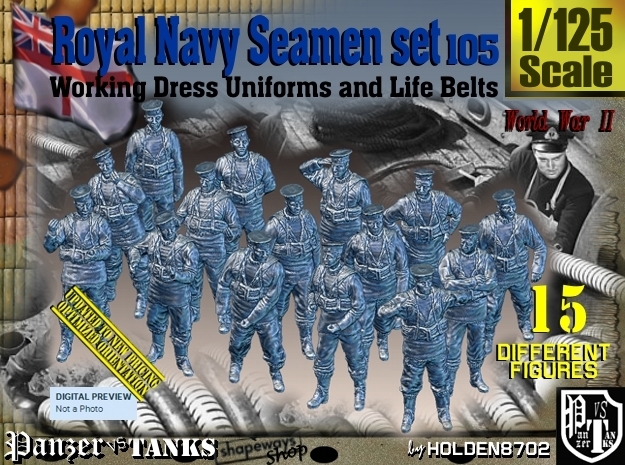 1/125 Royal Navy Seamen Set105 in Tan Fine Detail Plastic