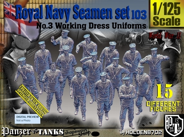 1/125 Royal Navy Seamen Set103 in Tan Fine Detail Plastic