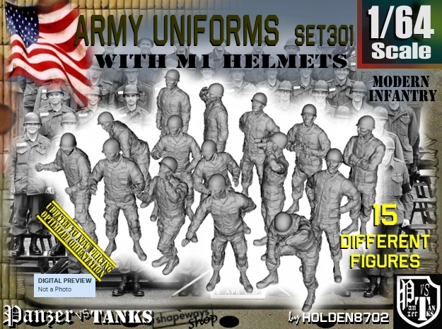 1/64 Modern Uniforms M1 Helmets Set301 in Tan Fine Detail Plastic