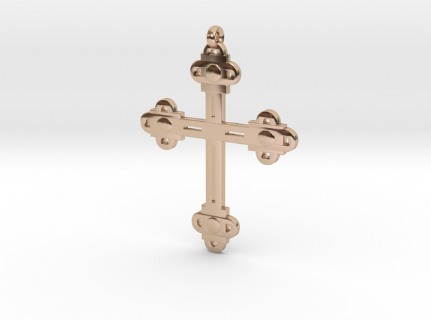 Holy Cross Pendant in 14k Rose Gold Plated Brass
