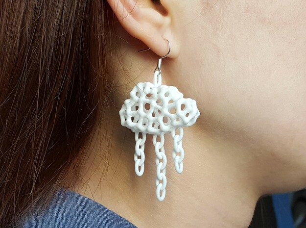 Rainy Earrings in White Natural Versatile Plastic