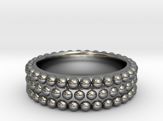 Hobnail Ring in Polished Silver: 6 / 51.5