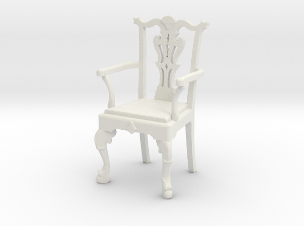 Chippendale Chair with arms in White Natural Versatile Plastic