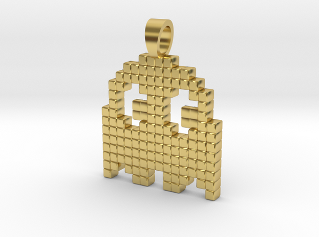 Pacman's Phantom [pendant] in Polished Brass