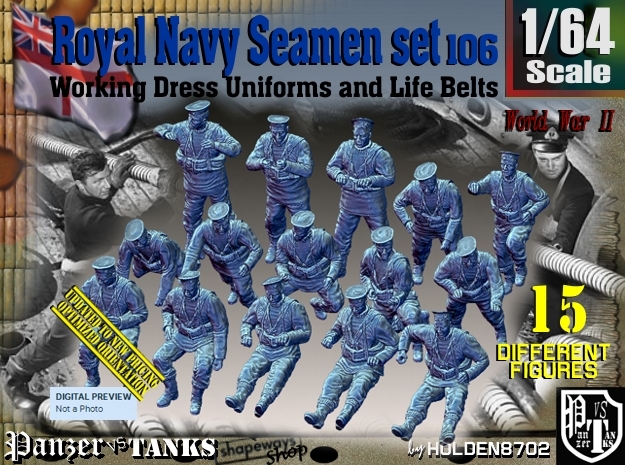 1/64 Royal Navy Seamen Set 106 in Tan Fine Detail Plastic
