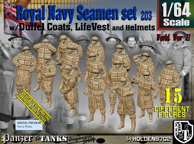 1/64 Royal Navy D-Coat+Lifevst Set203 in Tan Fine Detail Plastic