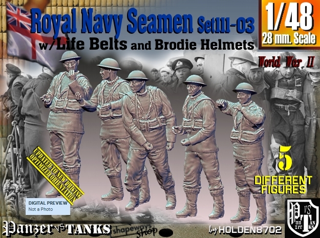 1/48 Royal Navy Seamen Set111-03 in Tan Fine Detail Plastic