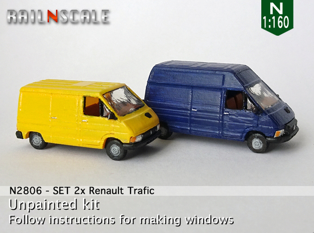 SET 2x Renault Trafic (N 1:160) in Tan Fine Detail Plastic