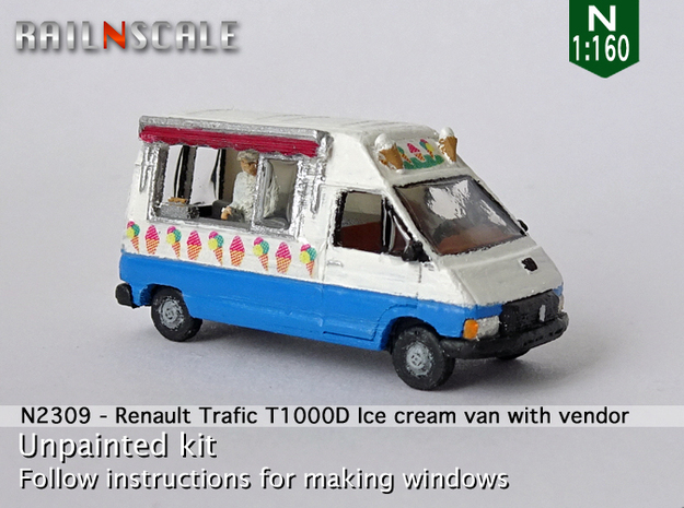 Renault Trafic T1000D Ice cream van with vendor (N in Tan Fine Detail Plastic