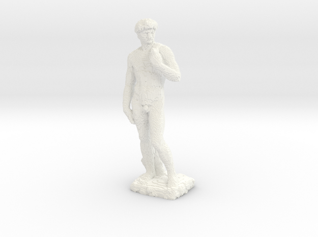 Michelangelo's David voxelized in White Processed Versatile Plastic