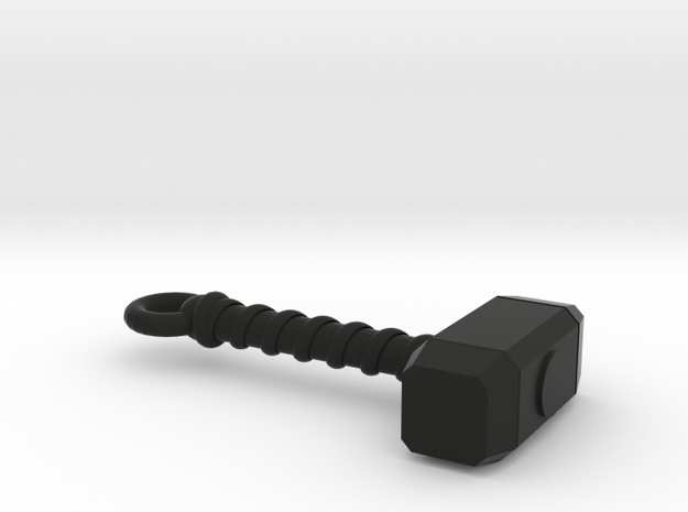 Thor's Hammer Keychain in Black Natural Versatile Plastic
