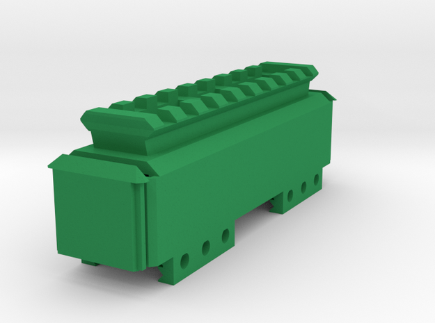 Stick Battery Box (100mm) with Top Picatinny Rail  in Green Processed Versatile Plastic