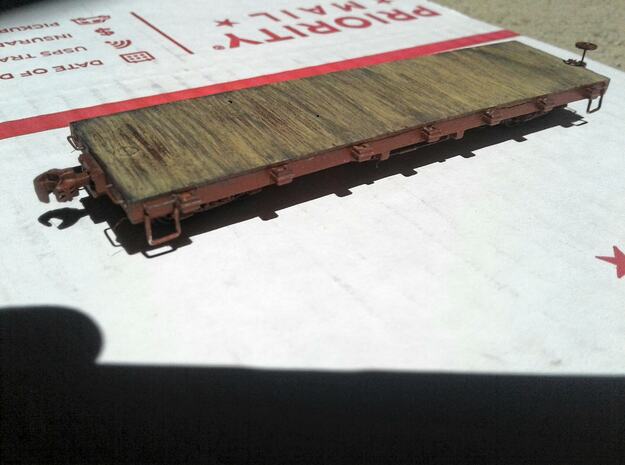 HOn3 flat car with details in Tan Fine Detail Plastic