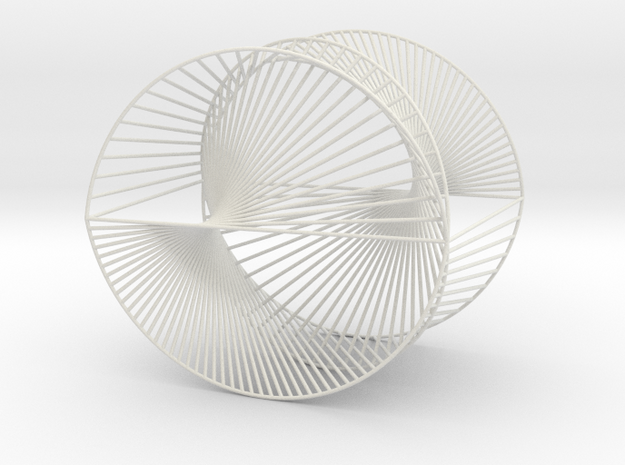 Half Inverted Cardioid Geometric 3D String Art V2 in White Natural Versatile Plastic