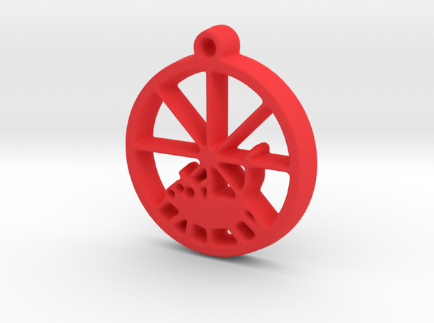 Gerbil Wheel Pendant in Red Processed Versatile Plastic