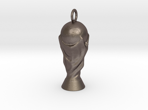 Football Trophy Pendant in Polished Bronzed-Silver Steel