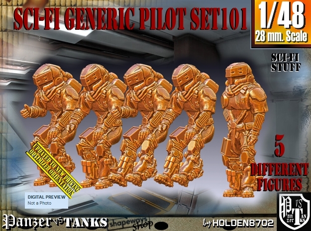 1/48 Sci-Fi Generic Pilot Set101 in Tan Fine Detail Plastic