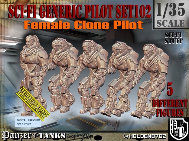 1/35 Sci-Fi Generic Female Pilot Set102 in Tan Fine Detail Plastic