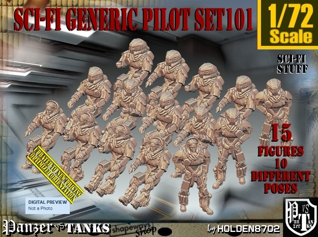 1/72 Sci-Fi Generic Pilot Set101 in Tan Fine Detail Plastic