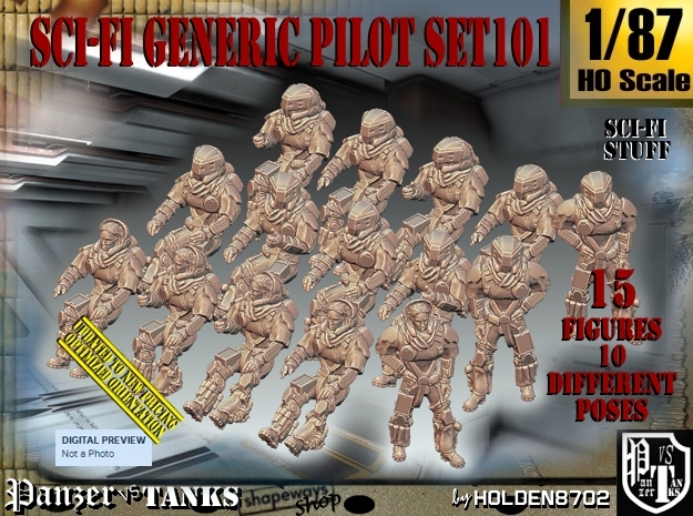 1/87 Sci-Fi Generic Pilot Set101 in Tan Fine Detail Plastic