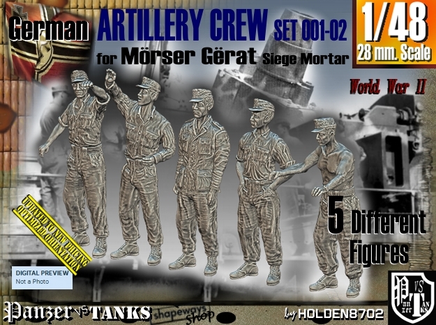 1/48 German Artillery Crew Set001-02 in Tan Fine Detail Plastic