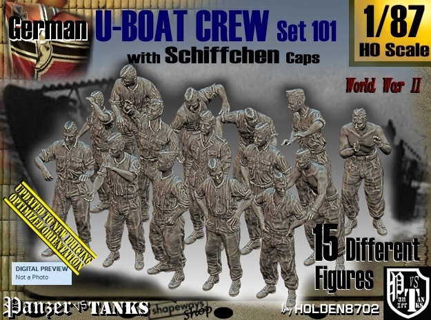 1/87 German U-Boot Crew Set101 in Tan Fine Detail Plastic