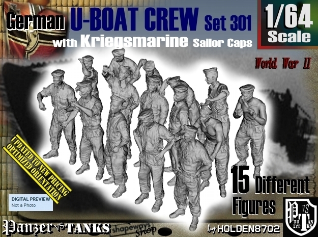 1/64 German U-Boot Crew Set301 in Tan Fine Detail Plastic