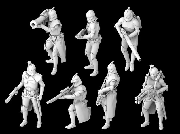 (1/47) 7x Specialized Clone Troopers Phase 1 in Tan Fine Detail Plastic