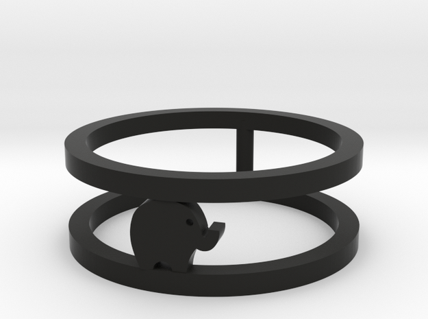 Lucky Elephant Ring  in Black Premium Versatile Plastic