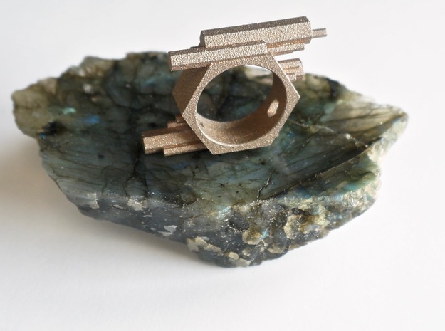 Tourmaline Ring in Polished Bronzed-Silver Steel