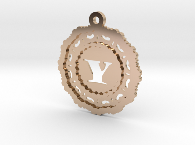 Magic Letter Y Pendant in 14k Rose Gold Plated Brass