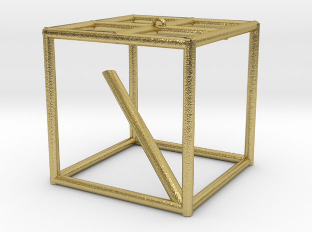 cube in Natural Brass