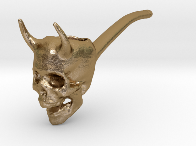 devil skull pipe 2 in Polished Gold Steel