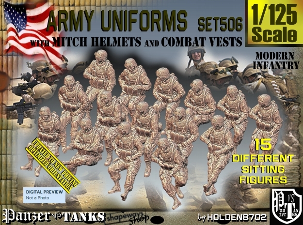 1/125 Mod-Unif Vest+Mitch Set506 in Tan Fine Detail Plastic
