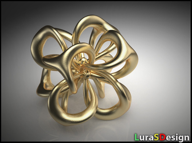 Flower in 4 Dimensions in Polished Bronzed-Silver Steel