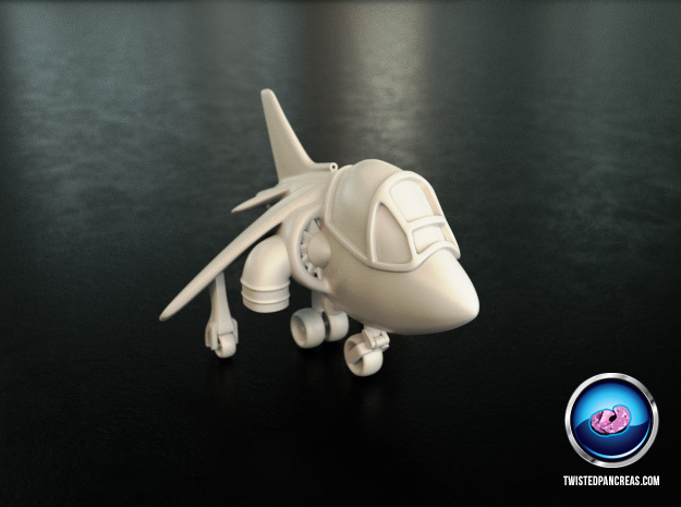Cartoon Harrier Jump Jet in White Processed Versatile Plastic