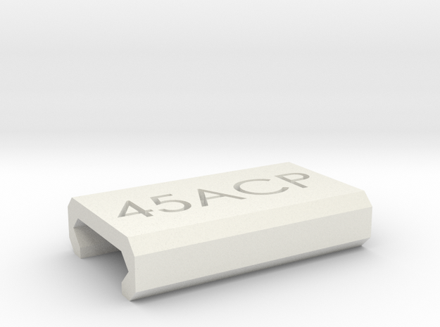 Caliber Marker - Picatinny - 45ACP in White Natural Versatile Plastic
